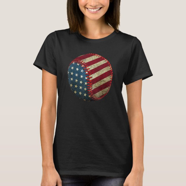 Camiseta USA Flag Baseball Ball Sports  & Players Internati (Frente)