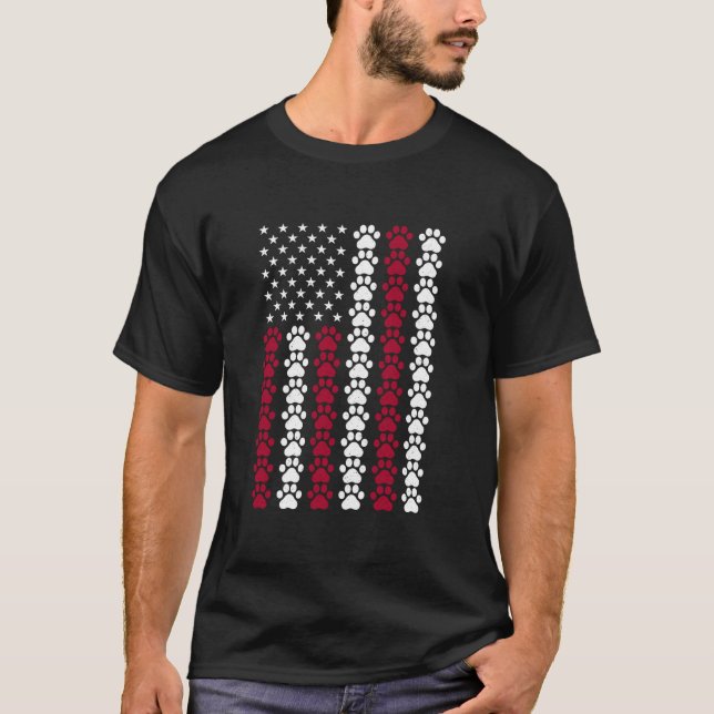 Camiseta USA Flag Cats paw afundou Tee American Flag Cat (Frente)