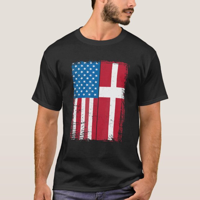 Camiseta USA Flag Denmark Danish (Frente)