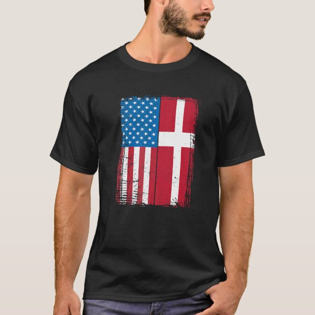 Camiseta USA Flag Denmark Danish   (Frente)