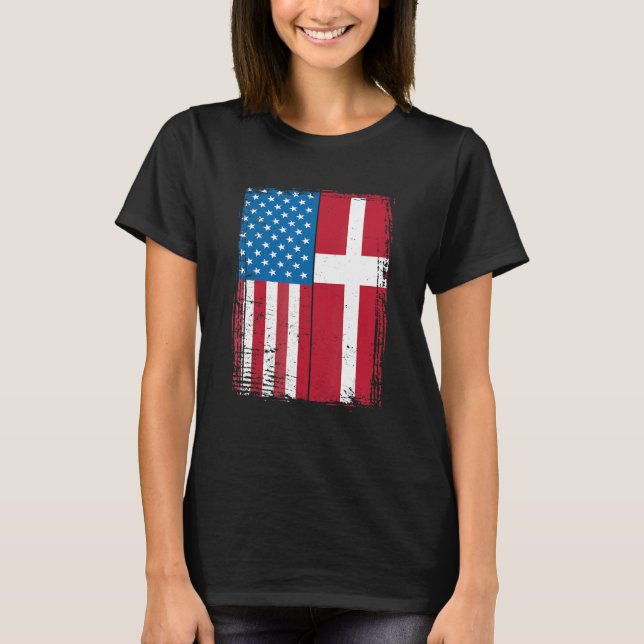 Camiseta USA Flag Denmark Danish (Frente)