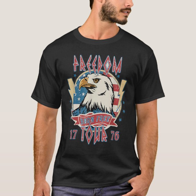 Camiseta Usa Flag Eagles 4 De Julho De 1776 Freedom Tour (Frente)