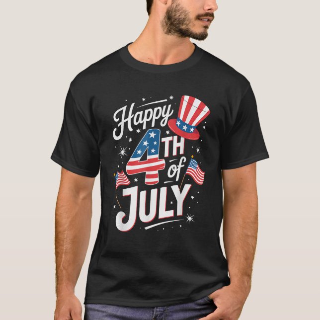 Camiseta USA Flag Funny Happy 4th Of July Outfits for Women (Frente)
