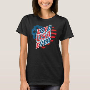 Camiseta USA Flag Heart - LOVE USA EVER