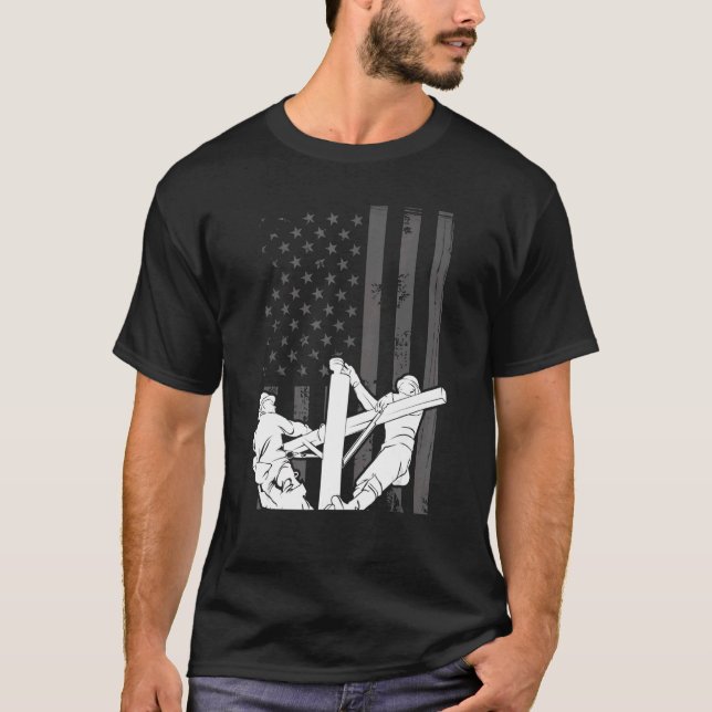 Camiseta USA Flag Lineman American Flag Patriotic Linemens (Frente)