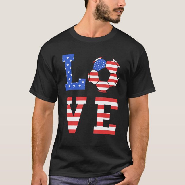 Camiseta USA Flag Love America Soccer Team American Flag (Frente)