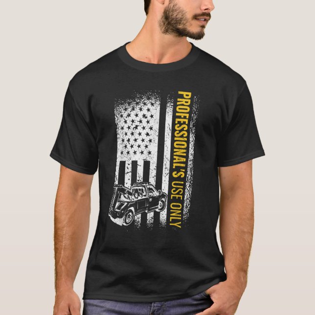 Camiseta USA Flag men tow truck operator 4zh of July tow tr (Frente)