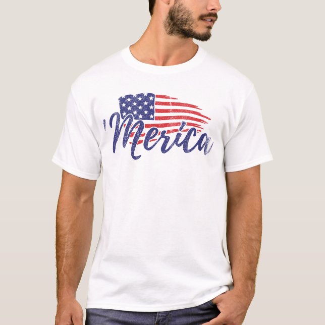 Camiseta USA Flag Merica I Love America Quarto De Julho (Frente)