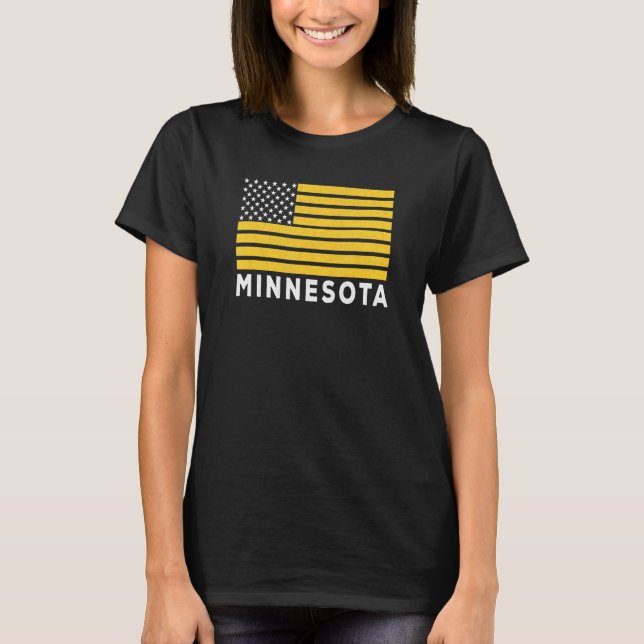 Camiseta USA Flag Minnesota Purple & Yellow Minnesota Ameri (Frente)
