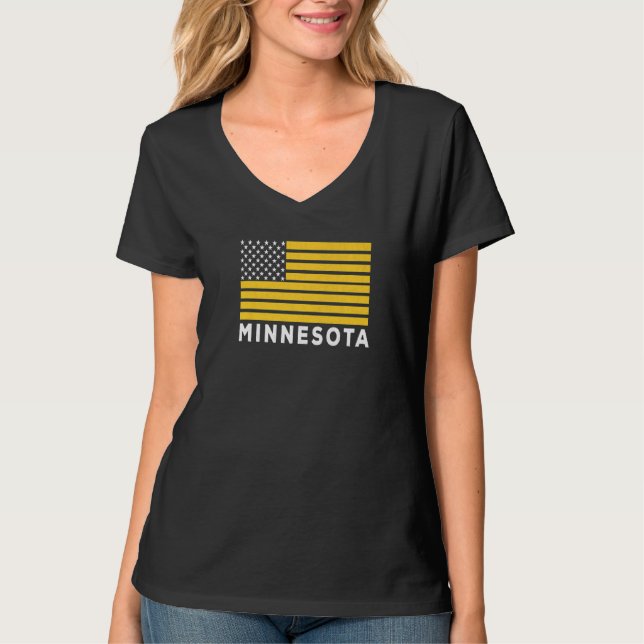 Camiseta USA Flag Minnesota Purple & Yellow Minnesota Ameri (Frente)