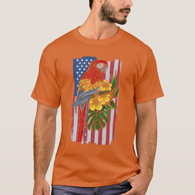 Camiseta USA Flag Parrot Bird Lover Parrot Bird Fu american (Frente)