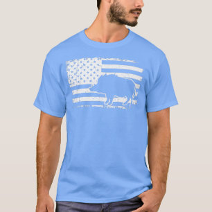 Camiseta USA Flag Patriotic American Wild Pig Boar Hunting