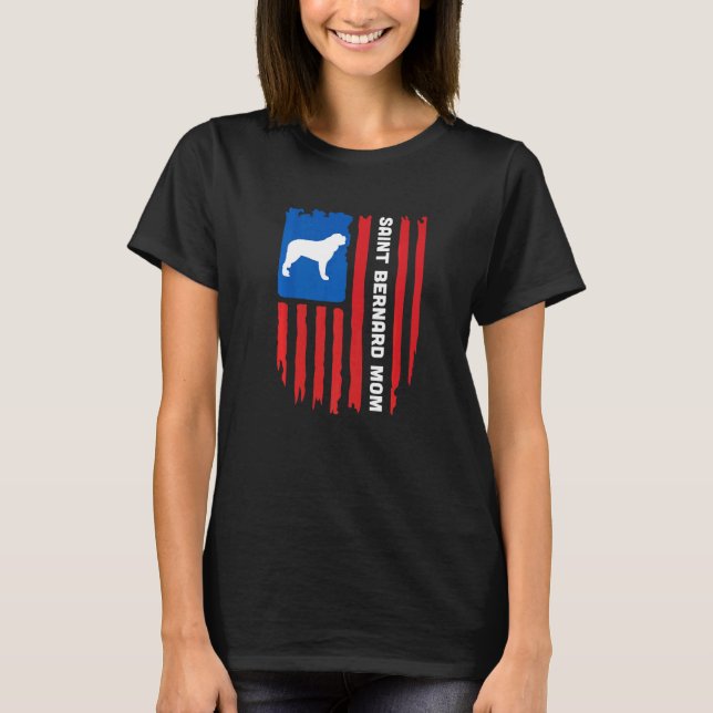 Camiseta USA flag Patriotic Saint Bernard Mom (Frente)