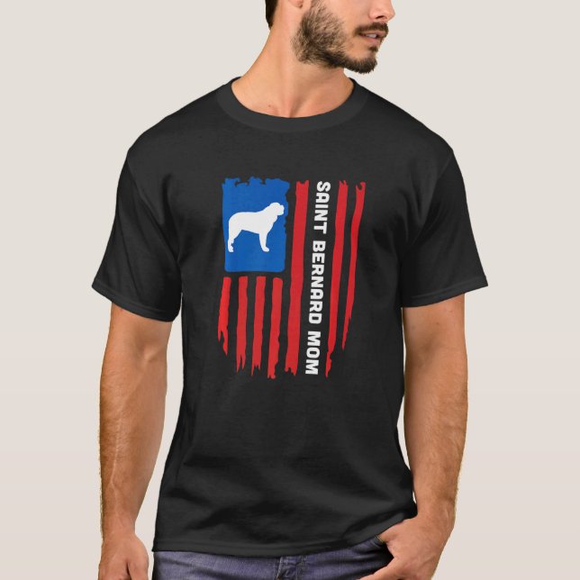 Camiseta USA flag Patriotic Saint Bernard Mom (Frente)