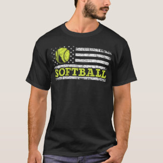 Camiseta USA Flag Patriotic Softball Player American Sport