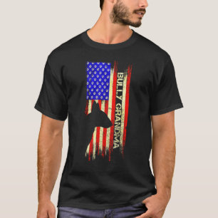 Camiseta Usa Flag Proud Bull Terrier Grandma Bully Silhoue