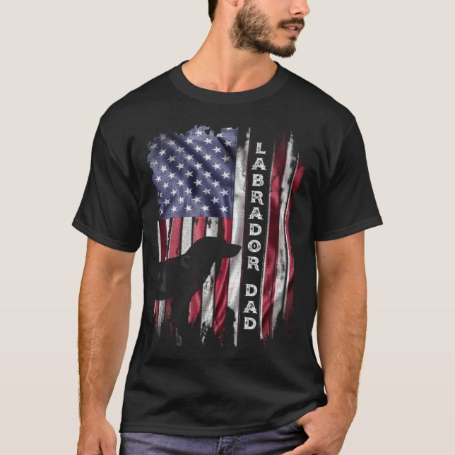 Camiseta USA Flag Proud Labrador Retriever Lab Dad Silhouet (Frente)