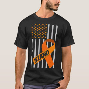Camiseta USA Flag Ribbon Leukemia Awarkemia - Apoio à Famíl
