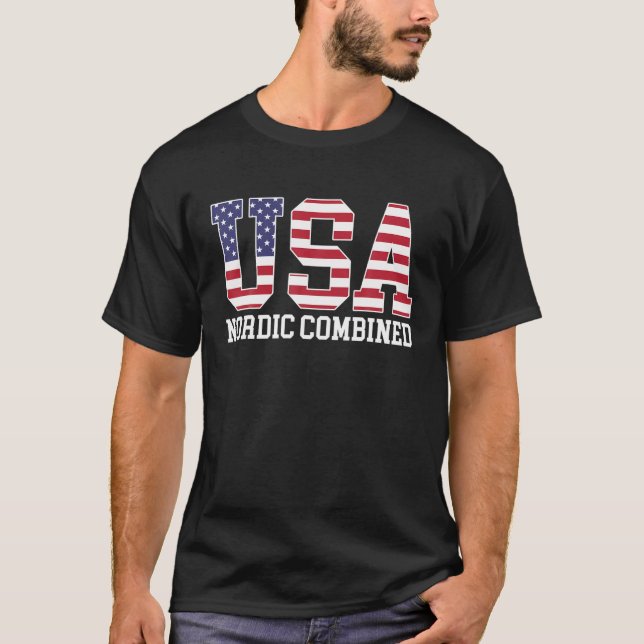 Camiseta USA Flag Skier - American USA Nordic Combined (Frente)