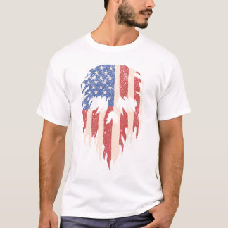 Camiseta USA Flag Skull Beard | Distressed Patriotic Design
