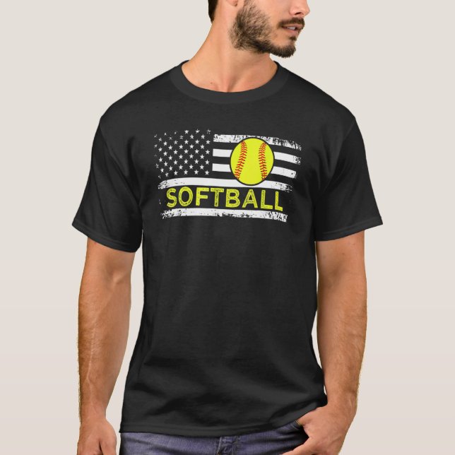 Camiseta USA Flag Softball American Patriot US Flag Softbal (Frente)