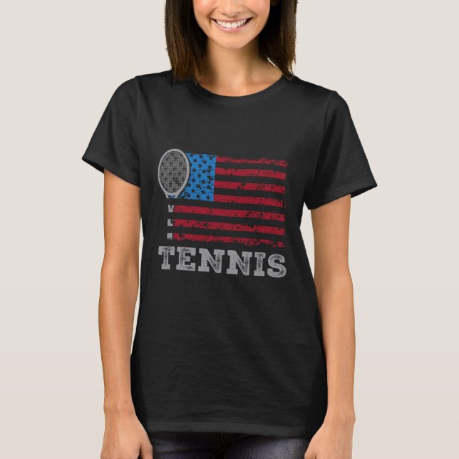 Camiseta Usa Flag Tennis Mens Womens Us Tennis Lover Team S (Frente)