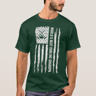 Camiseta USA Flag Worlds Best Curling Grandpa Curler Gift