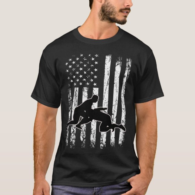 Camiseta Usa Flag Wrestling American Flag Wrestling Wrestle (Frente)
