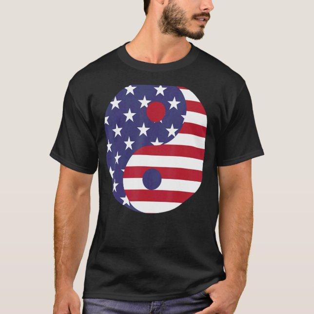 Camiseta USA Flag Ying e Yang (Frente)
