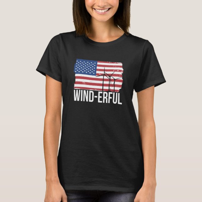 Camiseta USA Flagge Amerika Fahen Wind Erful Wind Turbine E (Frente)