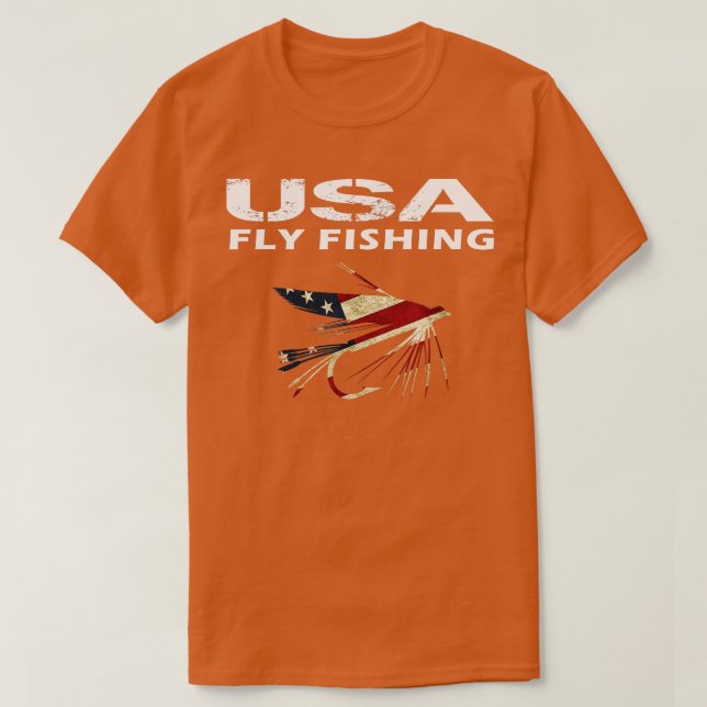 Camiseta USA Fly Pessoas Que Pesquem Com Rod De Mosca (Frente do Design)