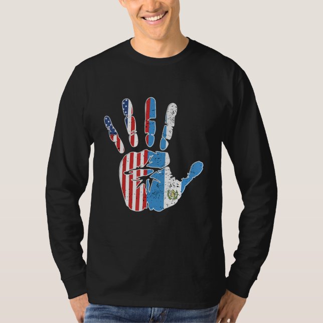 Camiseta USA Guatemala Handprint Flag Ordenou Amer Guatemal (Frente)