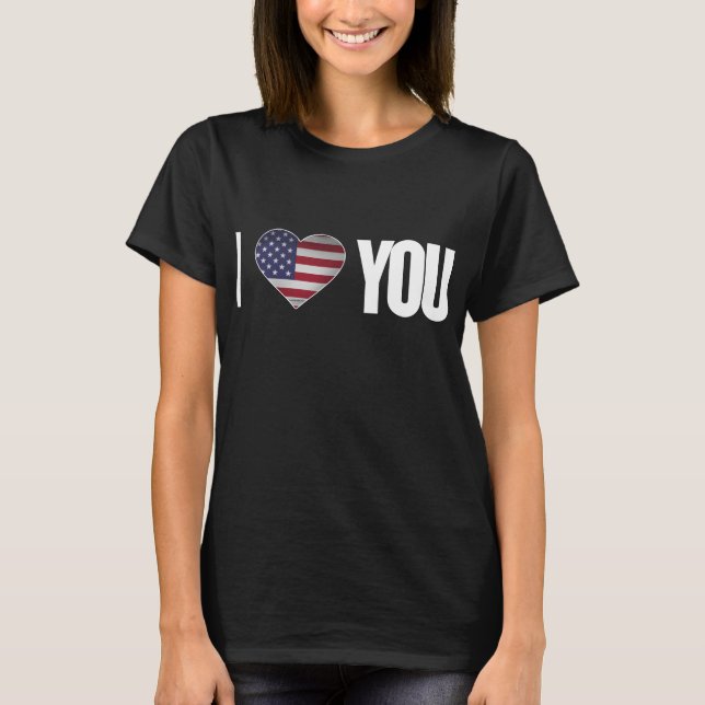 Camiseta USA Heart Flag Tee I Love USA (Frente)