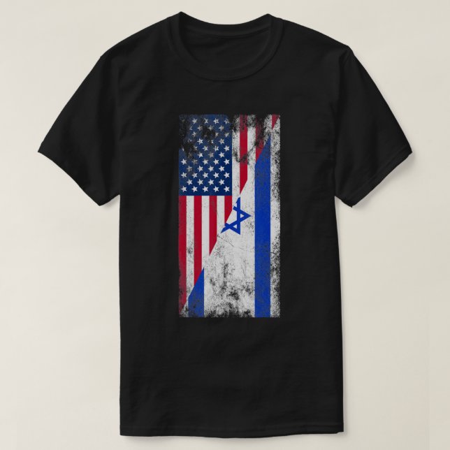 Camiseta USA Israel Flags - Estados Unidos da América, Isra (Frente do Design)