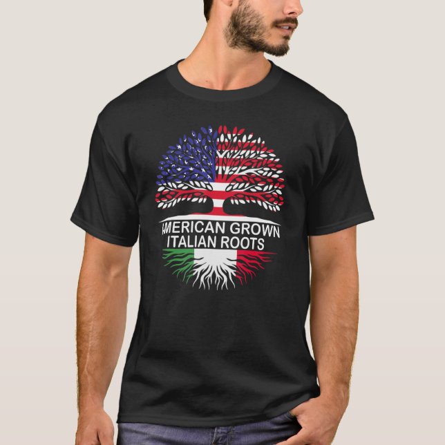 Camiseta USA & Itália Sinalizadores American Grown Italiana (Frente)