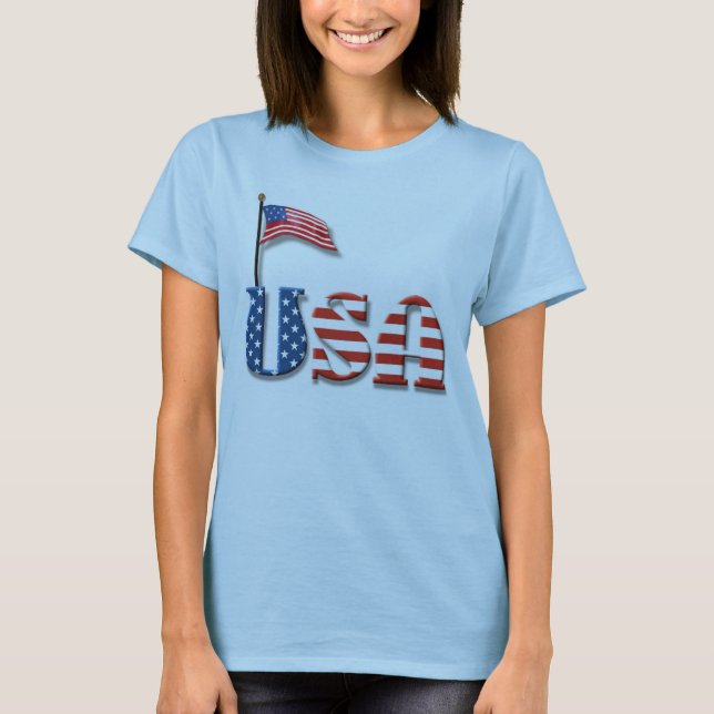 Camiseta USA Letters e American Flag (Frente)