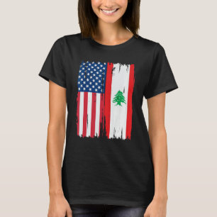 Camiseta USA Líbano Half american Flag Roots