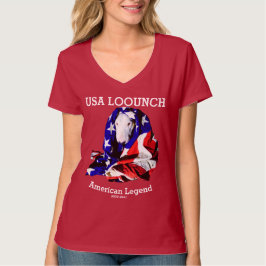 Camiseta USA LOOUNCH Womens V Pescoço
