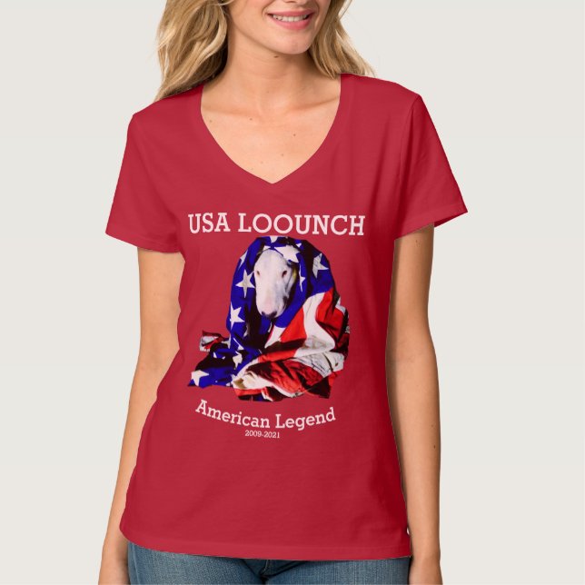 Camiseta USA LOOUNCH Womens V Pescoço (Frente)