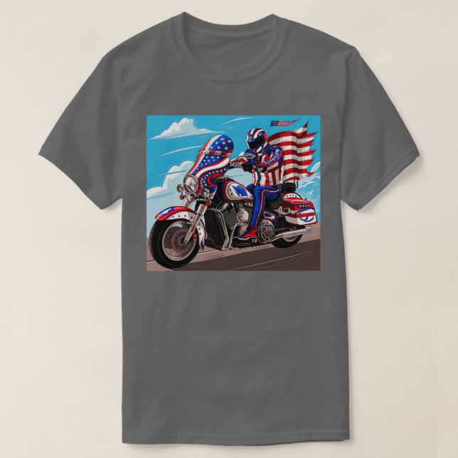Camiseta USA Men Motocross Biker Dirt Bike American Flag 4t (Frente do Design)