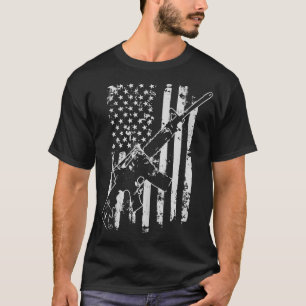Camiseta USA Mens Afetou a bandeira americana AR15 Second A