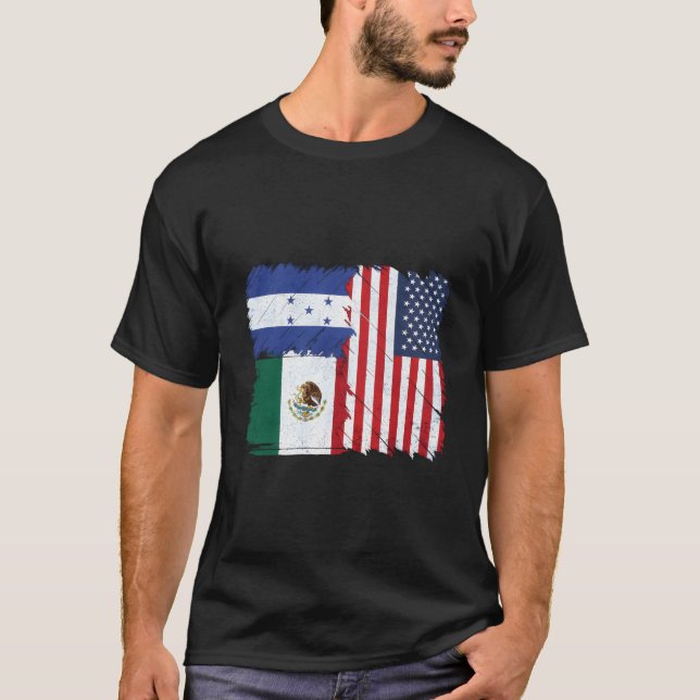 Camiseta Usa México Honduras Flags (Frente)