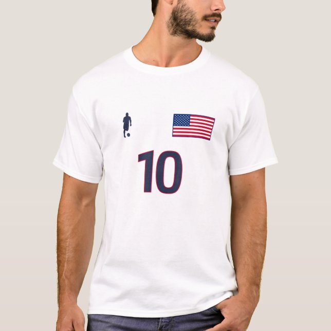 Camiseta USA Nr. 10 - Soccer Team - Jersey Style - USA Flag (Frente)