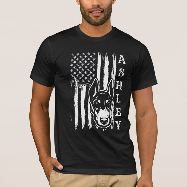 Camiseta USA Patriot Doberman Dog US Pet (Frente)