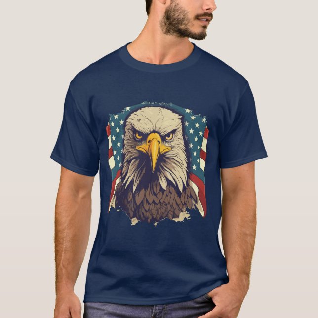 Camiseta USA Patriotic Eagle American Flag 4th of July Tee (Frente)