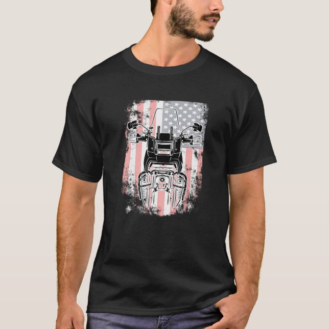 Camiseta USA Patriotic FlagTravel Off Road Biker Trial Adve (Frente)