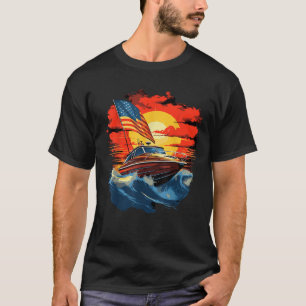 Camiseta USA Patriótica Speed Boat Fisheries Boat American