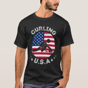 Camiseta Usa Retro Curling Team Support Usa Mistura Doubles