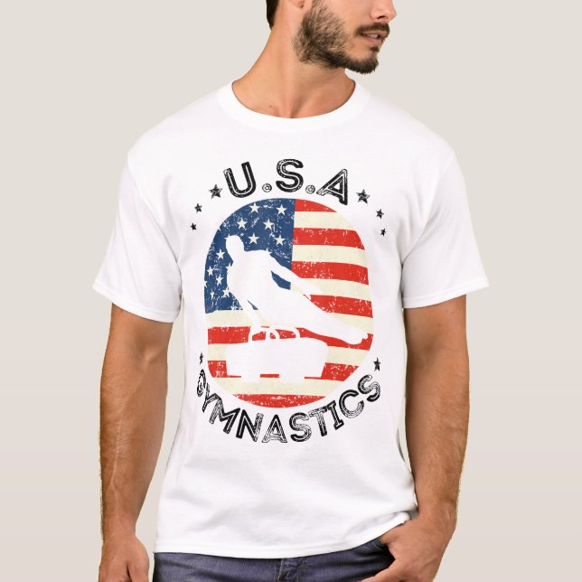 Camiseta USA Retro Gymnastics Team Suporte à ginástica dos  (Frente)