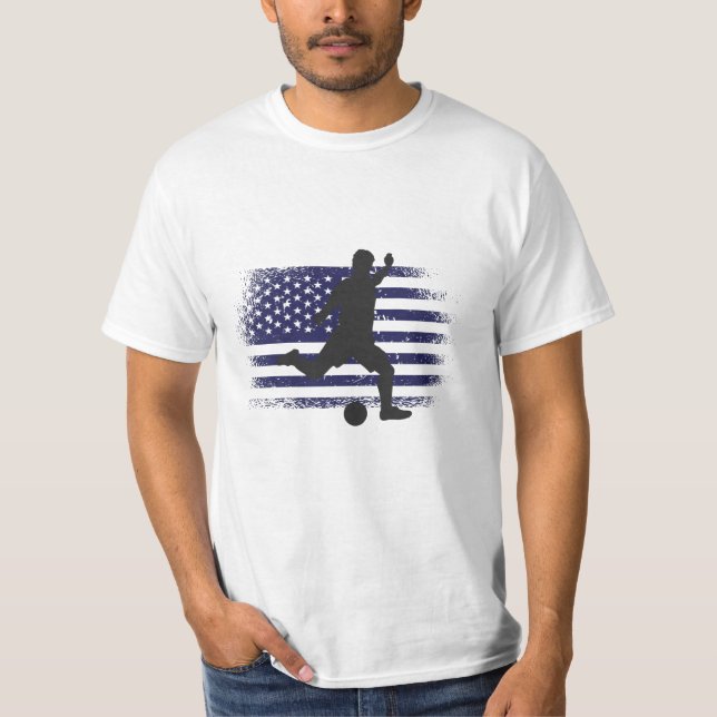 Camiseta USA Soccer Fan Jersey Mostra Bandeira Americana (Frente)